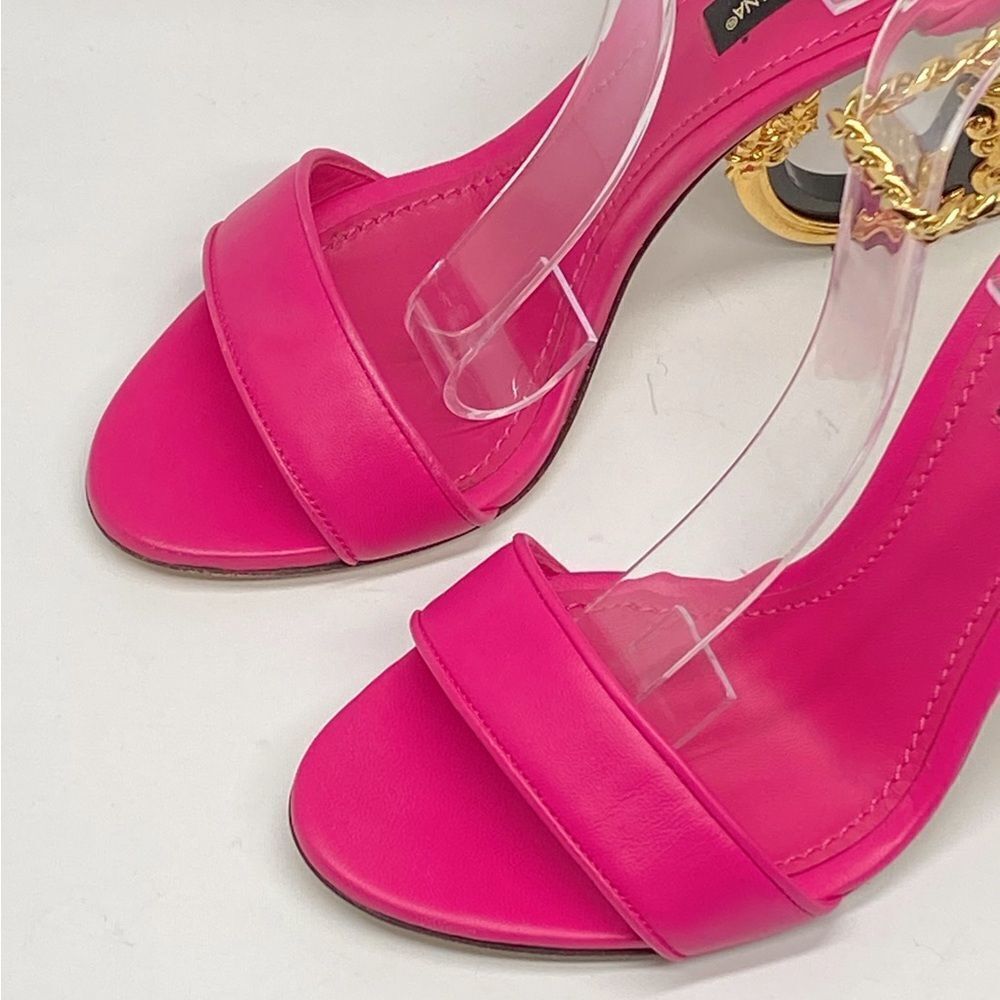 Dolce&Gabbana Sculpted-Heel Baroque DG Leather Sandals size 36.5 - Picture 4 of 13